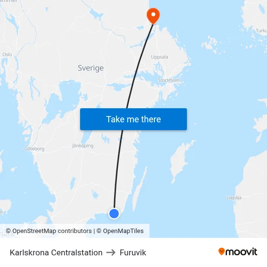 Karlskrona Centralstation to Furuvik map