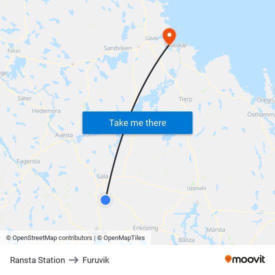 Ransta Station to Furuvik map