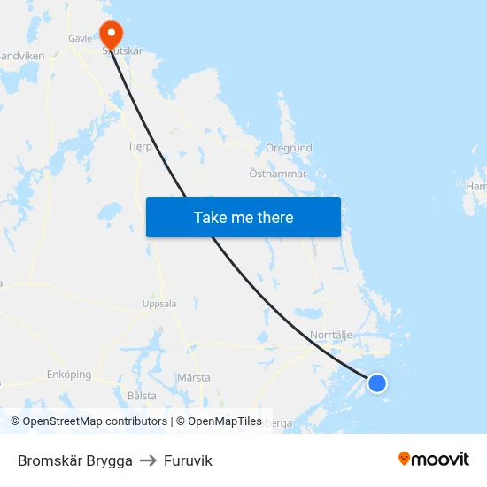 Bromskär Brygga to Furuvik map