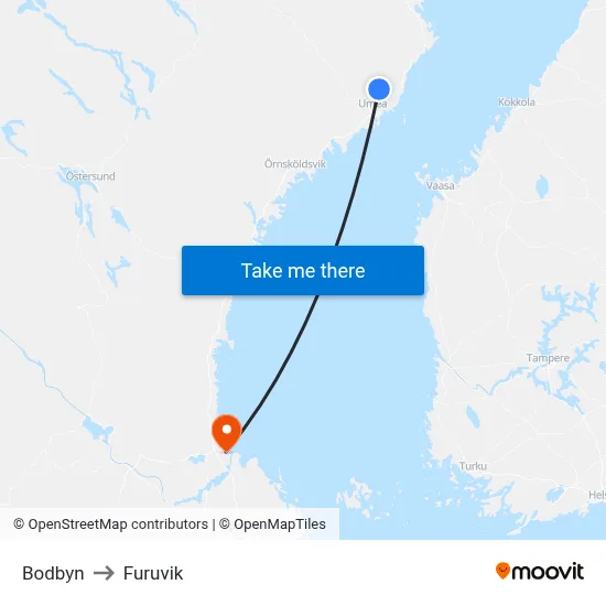 Bodbyn to Furuvik map