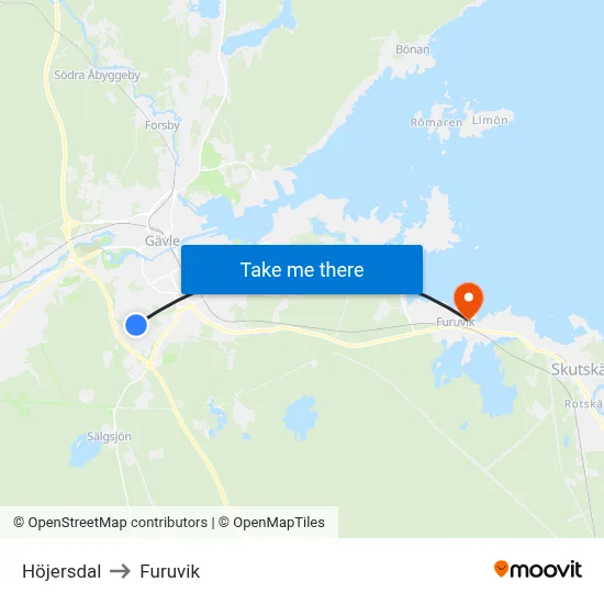Höjersdal to Furuvik map