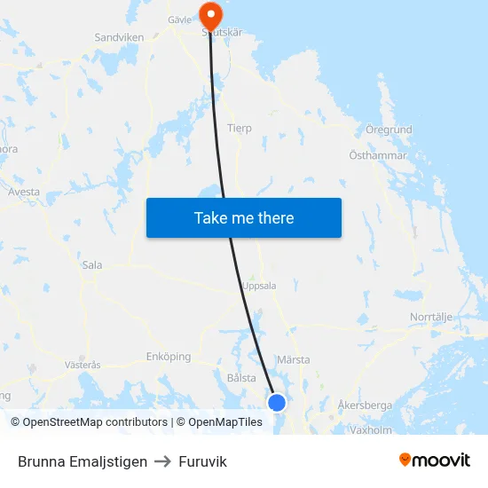 Brunna Emaljstigen to Furuvik map