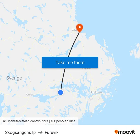 Skogsängens Ip to Furuvik map
