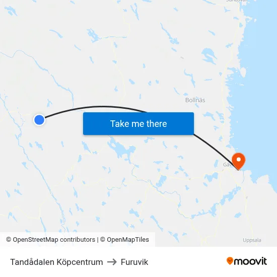Tandådalen Köpcentrum to Furuvik map