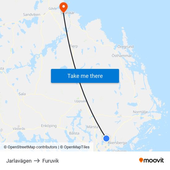 Jarlavägen to Furuvik map