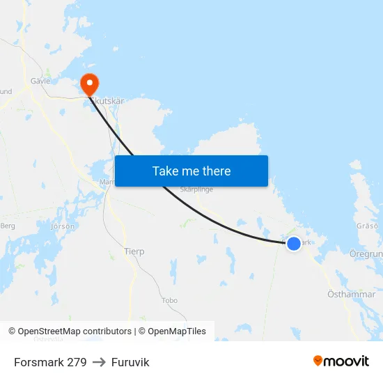 Forsmark 279 to Furuvik map