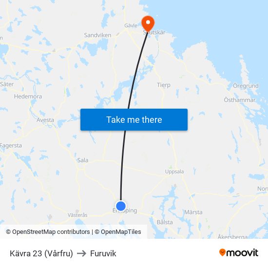 Kävra 23 (Vårfru) to Furuvik map