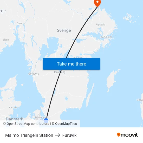 Malmö Triangeln Station to Furuvik map