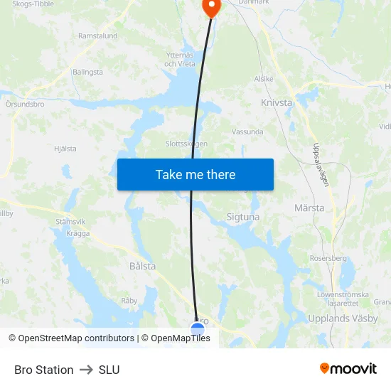 Bro Station to SLU map