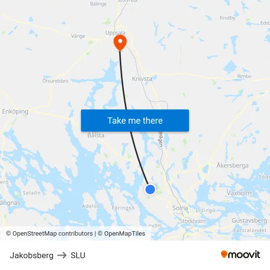 Jakobsberg to SLU map