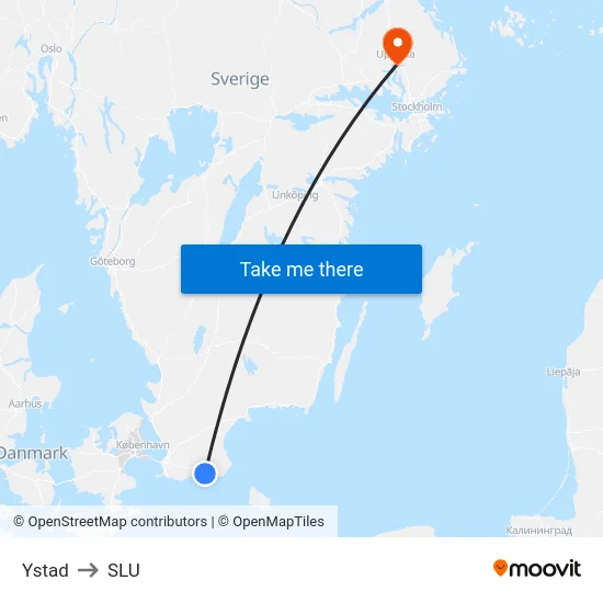 Ystad to SLU map