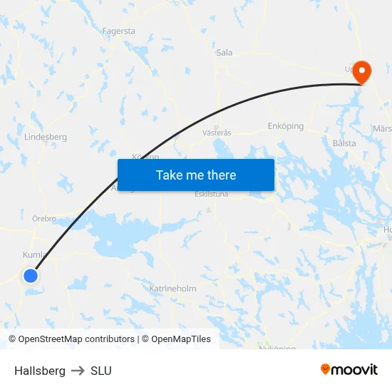 Hallsberg to SLU map