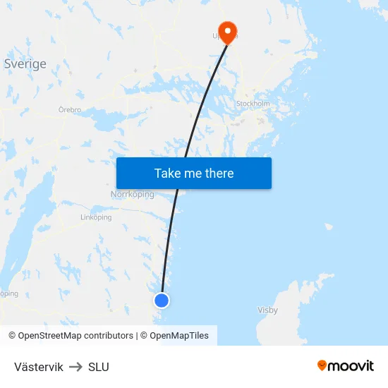 Västervik to SLU map
