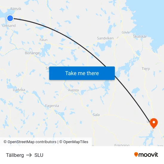Tällberg to SLU map