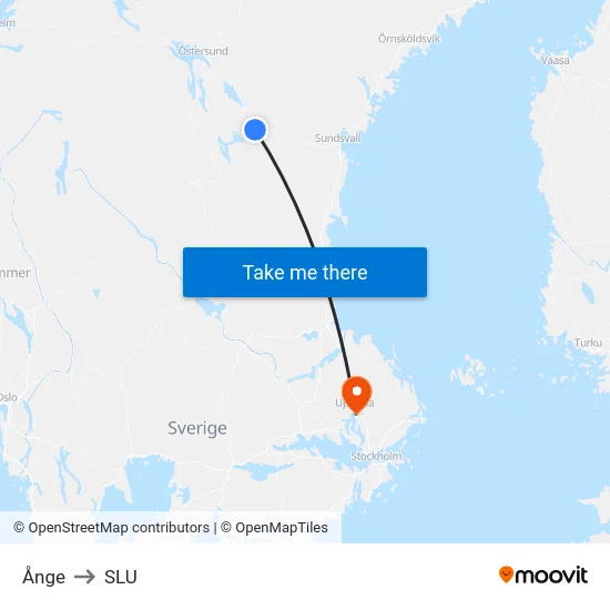 Ånge to SLU map