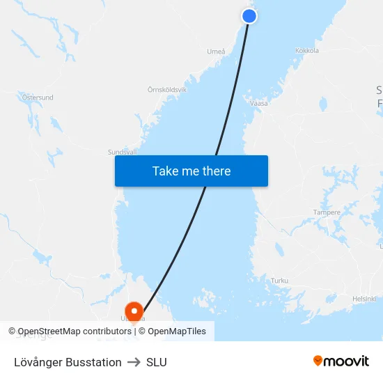 Lövånger Busstation to SLU map