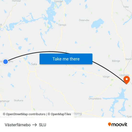 Västerfärnebo to SLU map