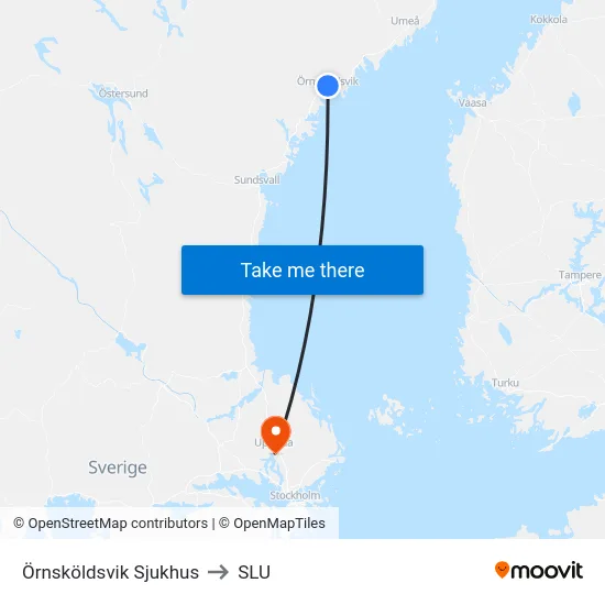 Örnsköldsvik Sjukhus to SLU map