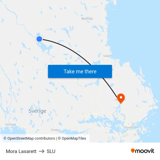 Mora Lasarett to SLU map