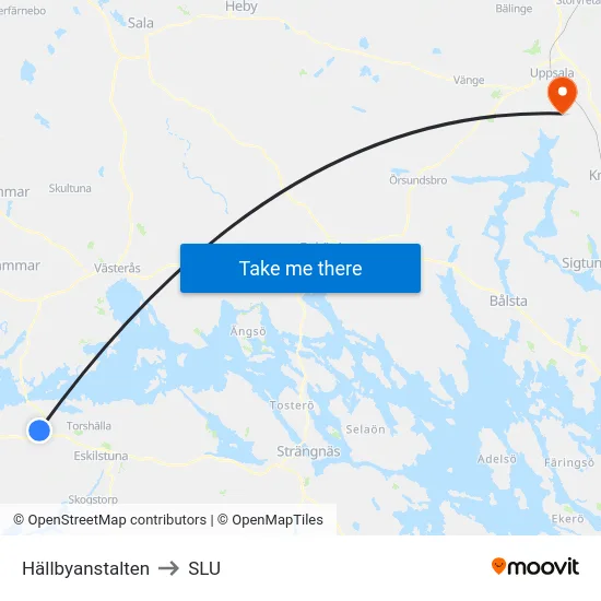 Hällbyanstalten to SLU map
