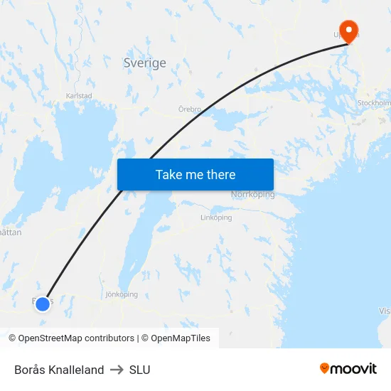 Borås Knalleland to SLU map
