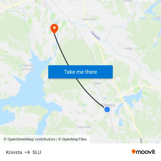 Knivsta to SLU map