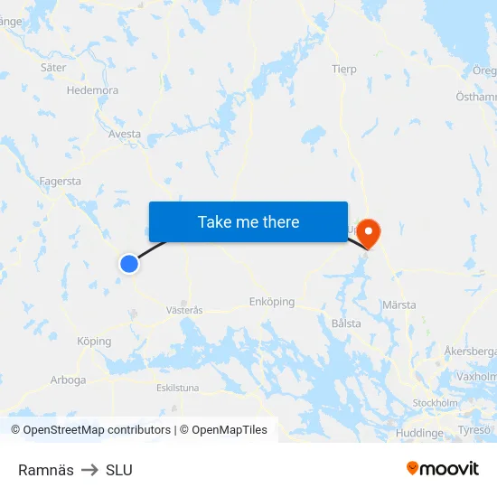 Ramnäs to SLU map