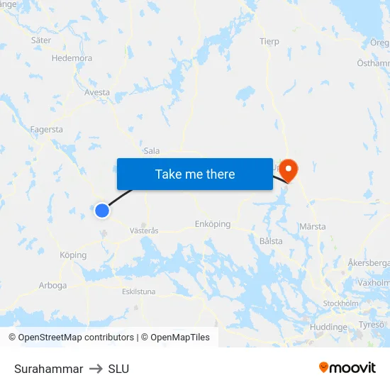 Surahammar to SLU map