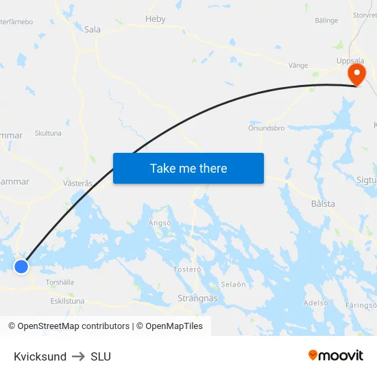 Kvicksund to SLU map