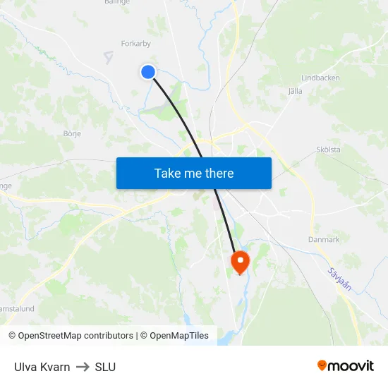 Ulva Kvarn to SLU map