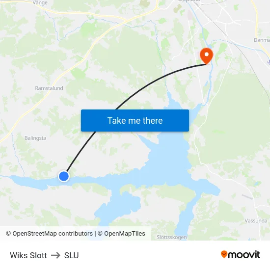 Wiks Slott to SLU map