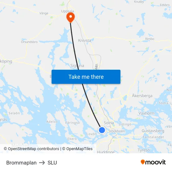Brommaplan to SLU map