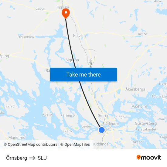 Örnsberg to SLU map