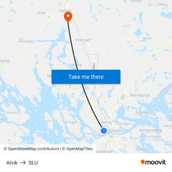 Alvik to SLU map