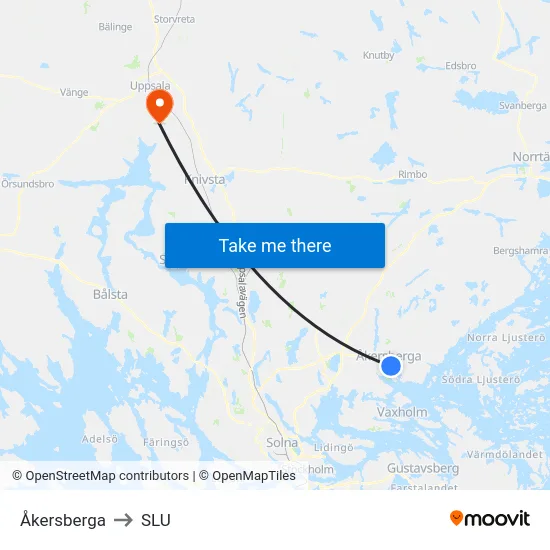 Åkersberga to SLU map