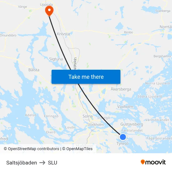 Saltsjöbaden to SLU map