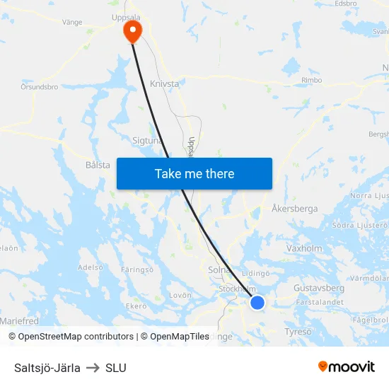 Saltsjö-Järla to SLU map
