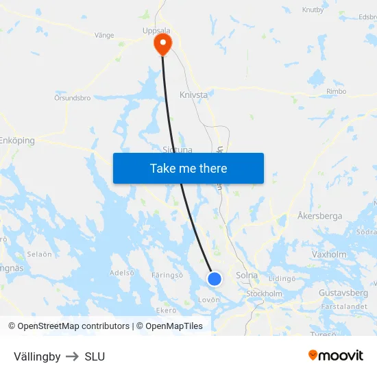 Vällingby to SLU map