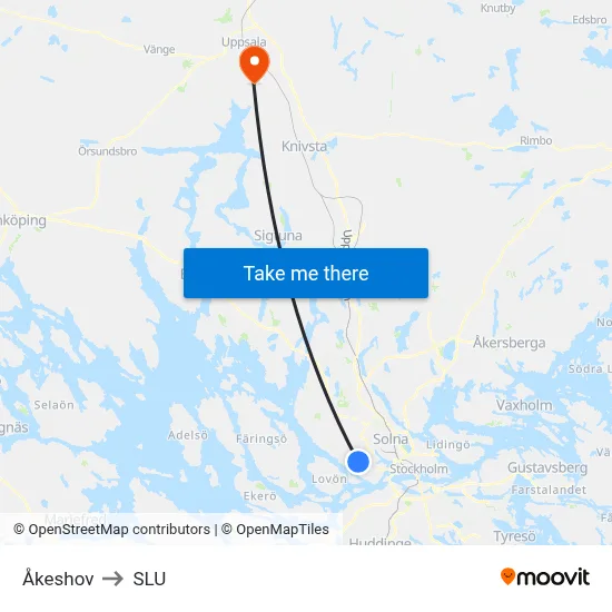 Åkeshov to SLU map