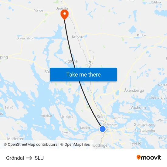 Gröndal to SLU map