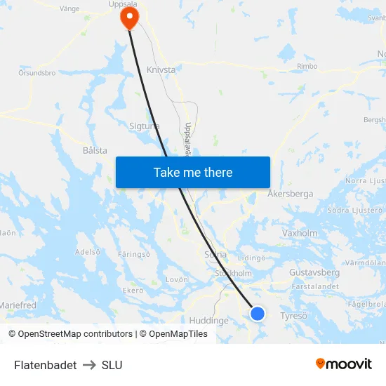 Flatenbadet to SLU map
