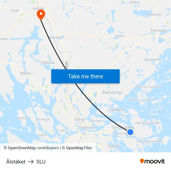 Ålstäket to SLU map