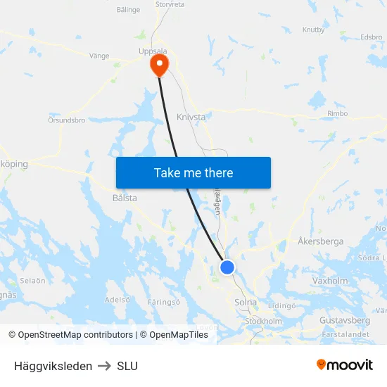 Häggviksleden to SLU map