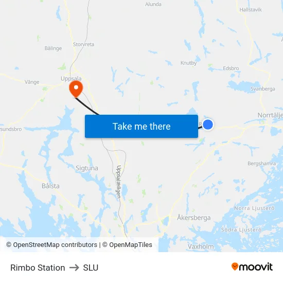 Rimbo Station to SLU map