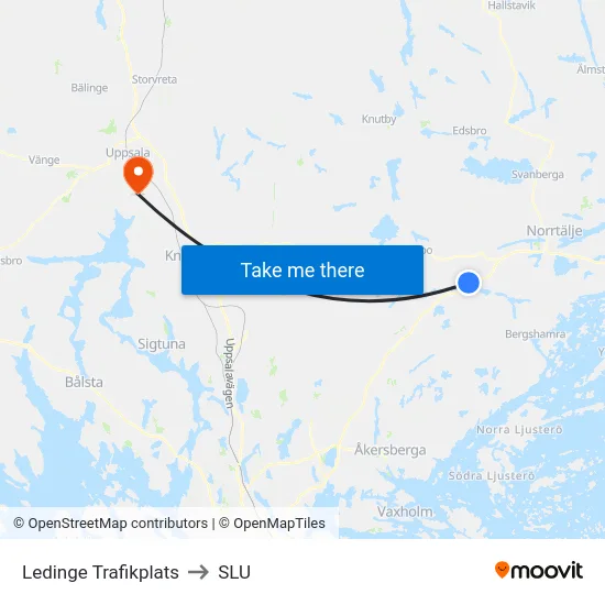 Ledinge Trafikplats to SLU map