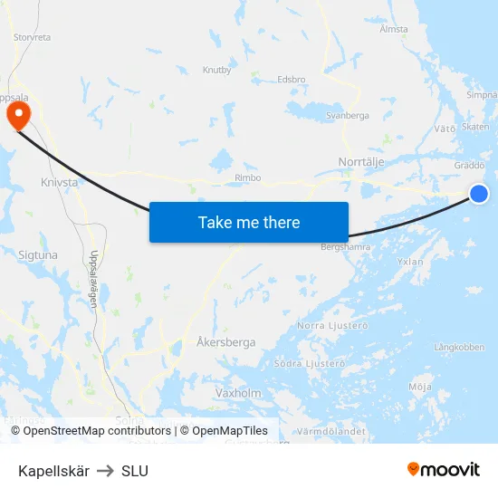 Kapellskär to SLU map
