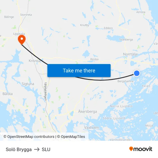 Solö Brygga to SLU map