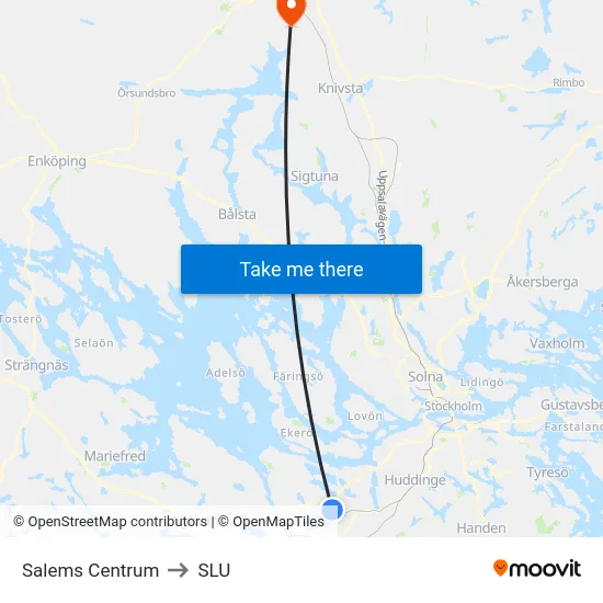Salems Centrum to SLU map