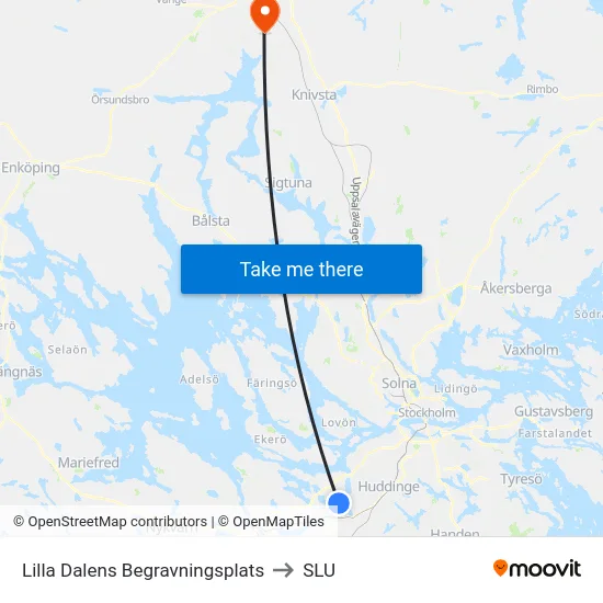 Lilla Dalens Begravningsplats to SLU map