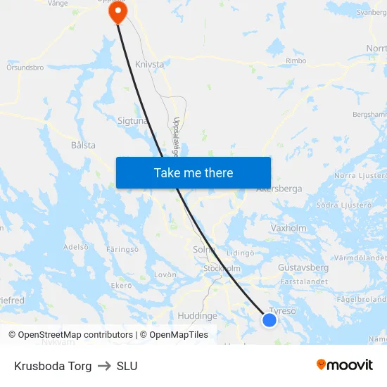 Krusboda Torg to SLU map